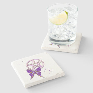 Wiccan Amethyst Jewelled Butterfly Art Stone Coaster