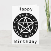 Wiccan Black Runic Pentagram Birthday