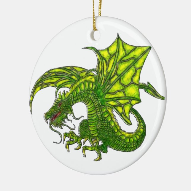 Wiccan Dragon 2 Ceramic Ornament (Left)