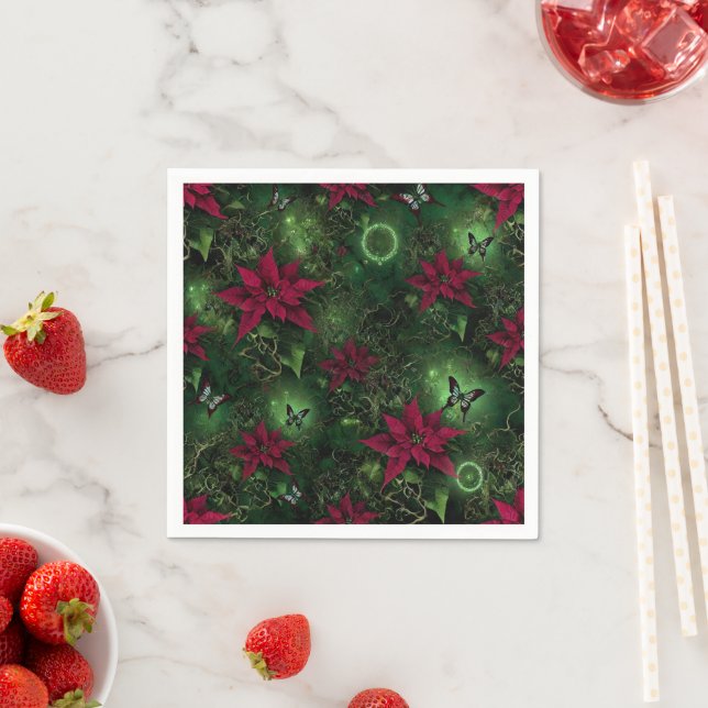 Wiccan Enchanted Forest Poinsettia Decoupage Napkin (Insitu)