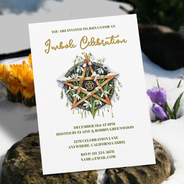 Wiccan Imbolc Candlemas Snowrops Pentacle Invitation (Wiccan Imbolc Candlemas Snowrops Pentacle Invitation)