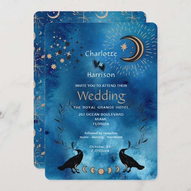 Wiccan Magic Constellation Unusual Wedding Invitation (Front/Back)