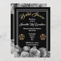 Wiccan pentacle black floral bridal shower