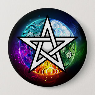 Wiccan pentagram 10 cm round badge