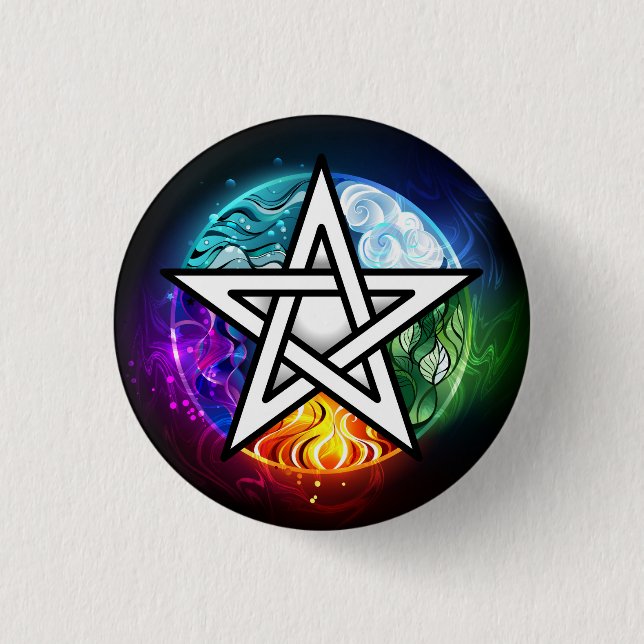 Wiccan pentagram 3 cm round badge (Front)