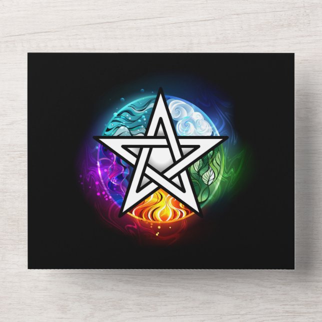 Wiccan pentagram all in one invitation (Front)