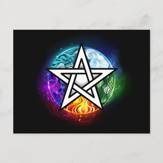 Wiccan pentagram announcement postcard (Front)