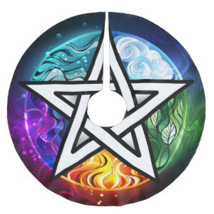 Wiccan pentagram brushed polyester tree skirt