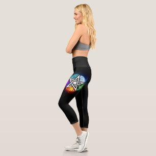 Wiccan pentagram capri leggings