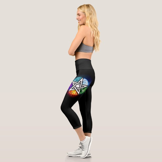 Wiccan pentagram capri leggings (Left)