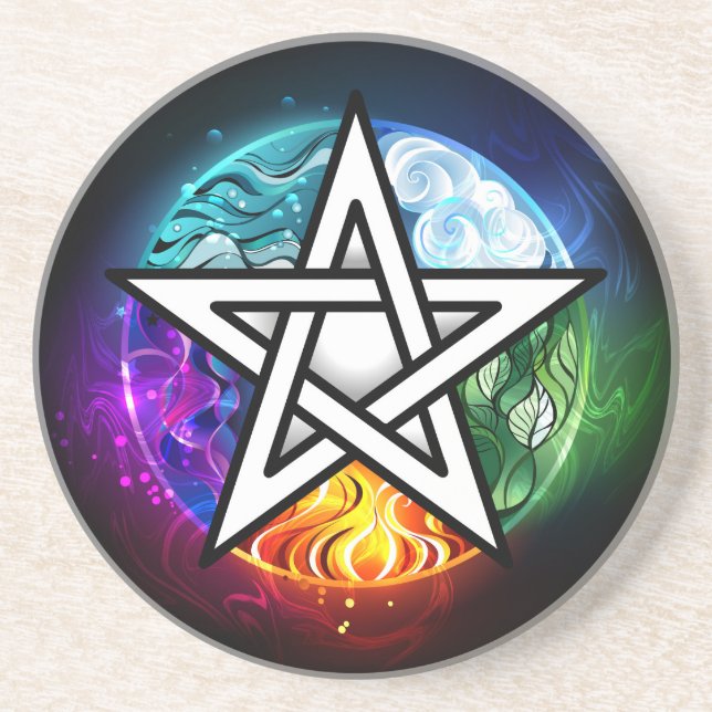 Wiccan pentagram coaster (Front)
