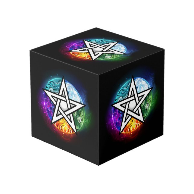 Wiccan pentagram cube (Front Angled)
