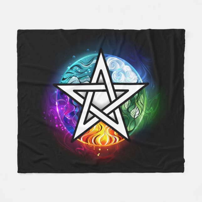Wiccan pentagram fleece blanket (Front (Horizontal))