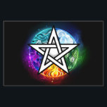 Wiccan pentagram flyer<br><div class="desc">Artistically drawn,  luminous pentagram with five magical elements,  water,  earth,  fire,  astral,  air on black background. Wiccan pentagram. Wicca</div>