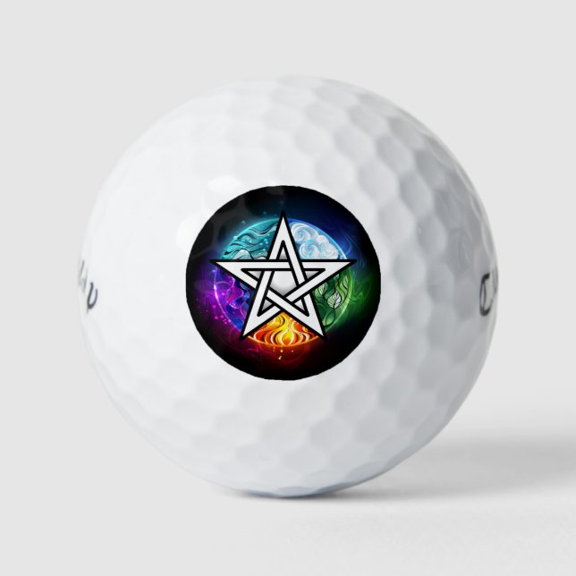 Wiccan pentagram golf balls (Front)