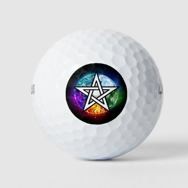 Wiccan pentagram golf balls (Front)