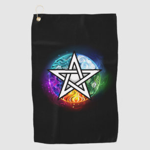 Wiccan pentagram golf towel
