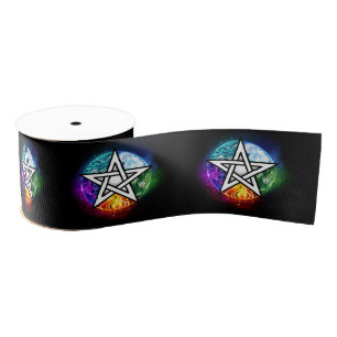 Wiccan pentagram grosgrain ribbon