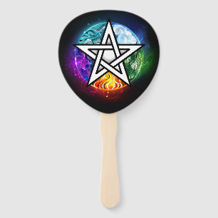 Wiccan pentagram hand fan