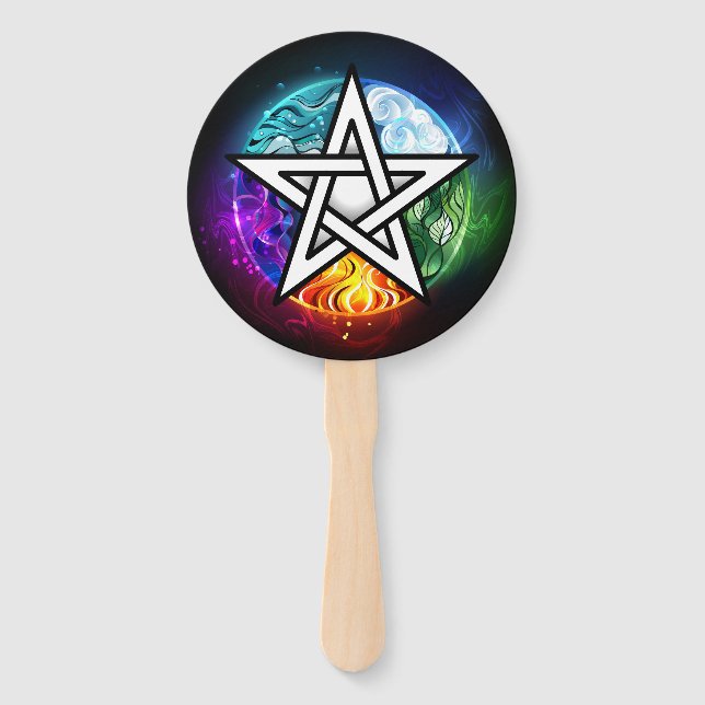 Wiccan pentagram hand fan (Front)