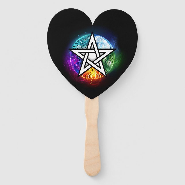 Wiccan pentagram hand fan (Front)