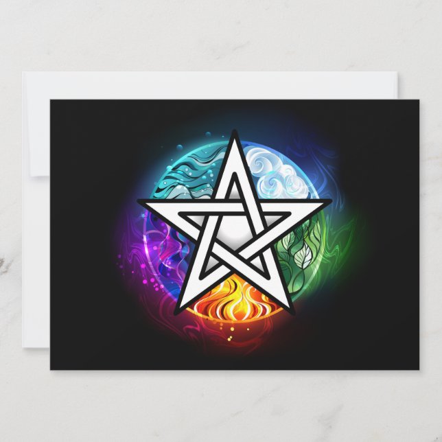 Wiccan pentagram holiday card (Front)