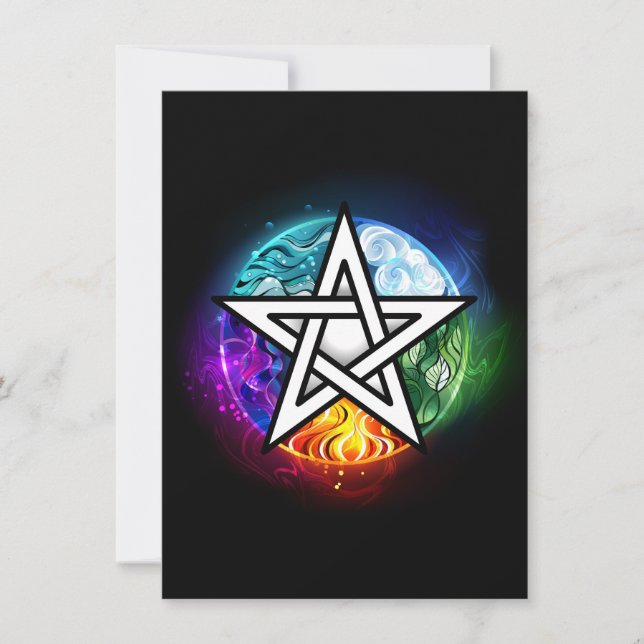 Wiccan pentagram holiday card (Front)