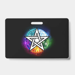 Wiccan pentagram ID badge