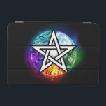Wiccan pentagram iPad mini cover<br><div class="desc">Artistically drawn,  luminous pentagram with five magical elements,  water,  earth,  fire,  astral,  air on black background. Wiccan pentagram. Wicca</div>