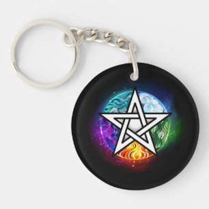 Wiccan pentagram key ring