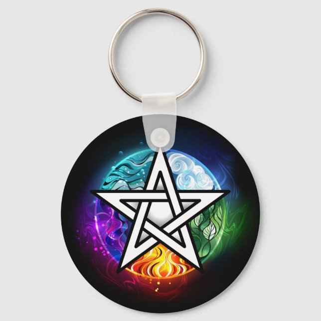 Wiccan pentagram key ring (Front)