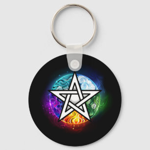 Wiccan pentagram key ring