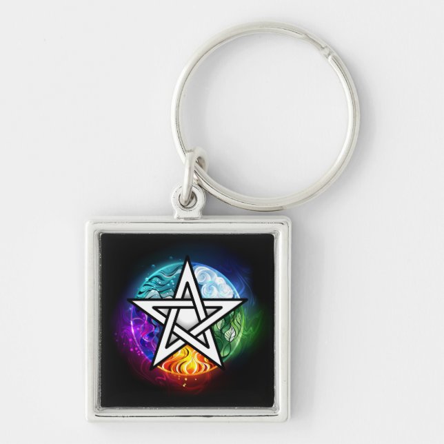 Wiccan pentagram key ring (Front)