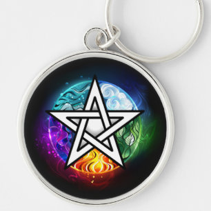 Wiccan pentagram key ring