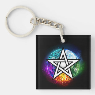 Wiccan pentagram key ring