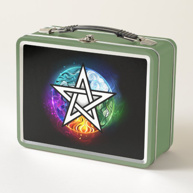 Wiccan pentagram metal lunch box (Front)