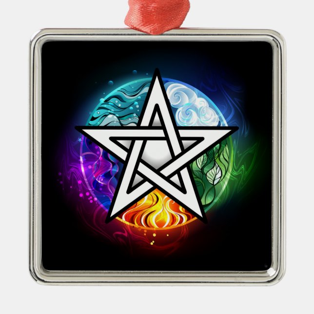 Wiccan pentagram metal ornament (Front)