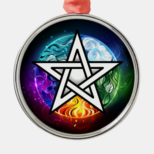Wiccan pentagram metal ornament (Front)