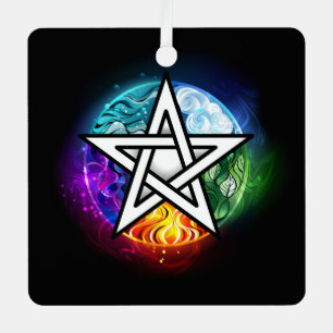 Wiccan pentagram metal tree decoration