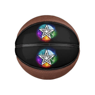 Wiccan pentagram mini basketball