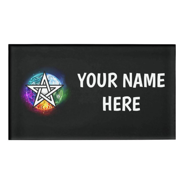 Wiccan pentagram name tag (Front)