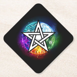Wiccan pentagram paper coaster