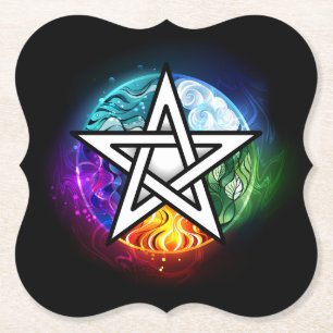 Wiccan pentagram paper coaster
