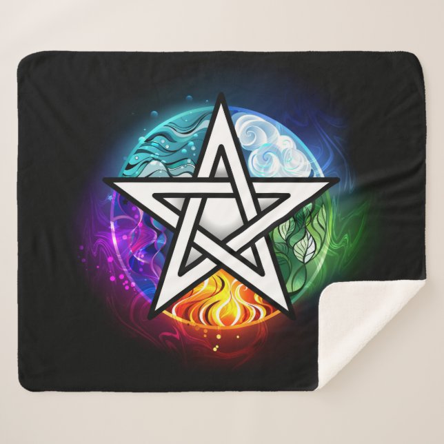 Wiccan pentagram sherpa blanket (Front (Horizontal))