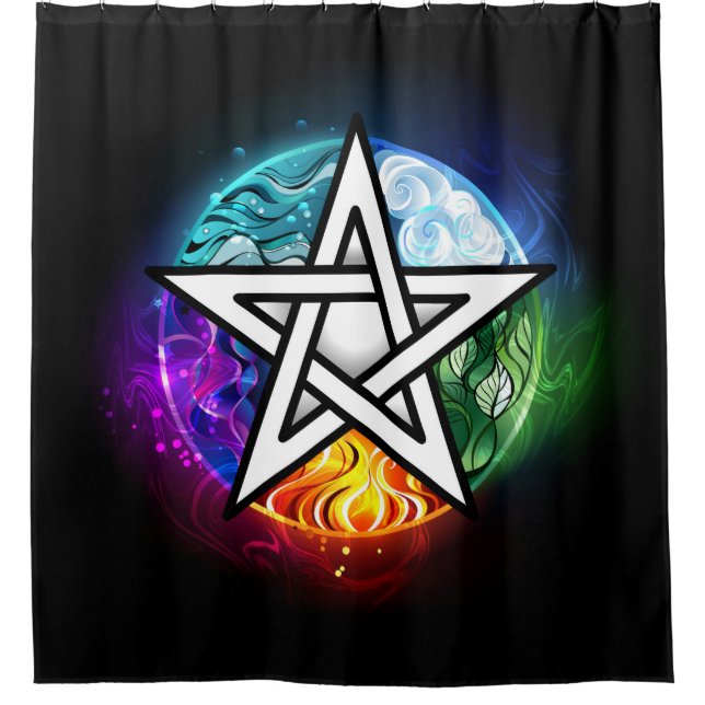 Wiccan pentagram shower curtain (Front)