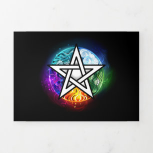 Wiccan pentagram Tri-Fold holiday card