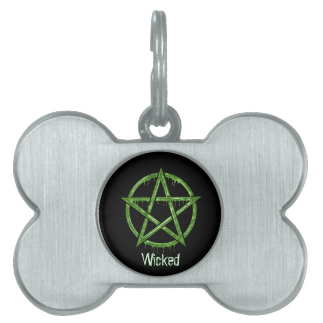 Wiccan Pet GREEN Personalised ID Tag (Front)