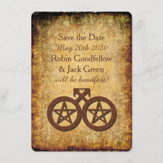 Wiccan Rustic Save the Date Card Gay Handfastings