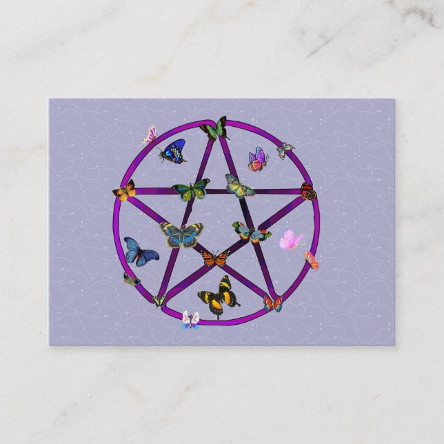 Wiccan Star and Butterflies Business Card (Front)