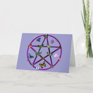 Wiccan Star and Butterflies Card
